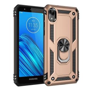Armor Hybrid Military Case with Ring Kickstand for Moto E6 - Golden
