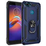 Armor Hybrid Military Case with Ring Kickstand for Moto E6 Play - Navy Blue