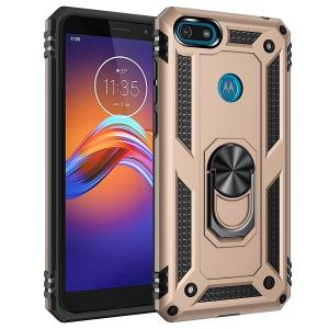 Armor Hybrid Military Case with Ring Kickstand for Moto E6 Play - Golden