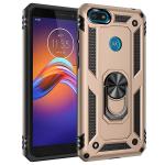 Armor Hybrid Military Case with Ring Kickstand for Moto E6 Play - Golden