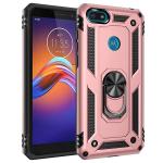 Armor Hybrid Military Case with Ring Kickstand for Moto E6 Play - Rose Golden