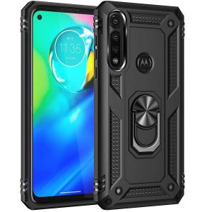 Armor Hybrid Military Case with Ring Kickstand for Moto E (2020) - Black