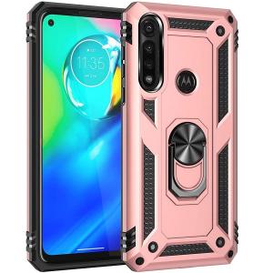 Armor Hybrid Military Case with Ring Kickstand for Moto E (2020) - Rose Golden