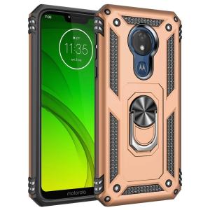 Armor Hybrid Military Case with Ring Kickstand for Moto G7 Play - Golden