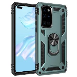 Armor Hybrid Military Case with Ring Kickstand for Huawei P40 - Dark Green