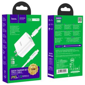Hoco Quick Charger with Type-C Cable to Lightning C80 Rapido