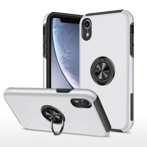 Hybrid Shock Absorbing Case with Kickstand for Apple iPhone XR -  Silver