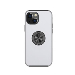 Hybrid Shock Absorbing Case with Kickstand for Apple iPhone 15 Plus / 14 Plus - Silver