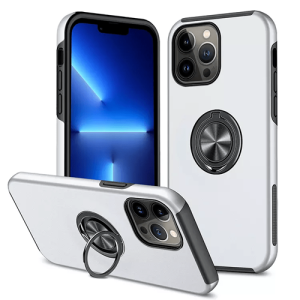 Hybrid Shock Absorbing Case with Kickstand for Apple iPhone 12 Pro - Silver