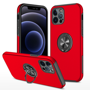 Hybrid Shock Absorbing Case with Kickstand for Apple iPhone 12 Pro - Red