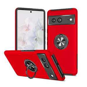 Hybrid Shock Absorbing Case with Kickstand for Google Pixel 7a - Red
