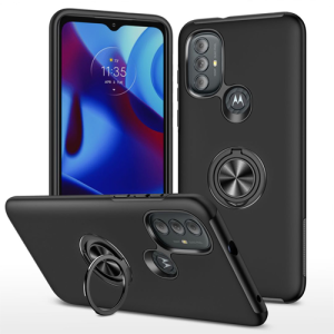Hybrid Shock Absorbing Case with Kickstand for Moto G Pure / G Power (2022) / G Play (2023) - Black