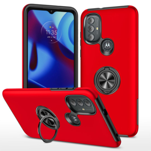 Hybrid Shock Absorbing Case with Kickstand for Moto G Pure / G Power (2022) / G Play (2023) - Red