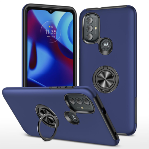 Hybrid Shock Absorbing Case with Kickstand for Moto G Pure / G Power (2022) / G Play (2023) - Navy Blue