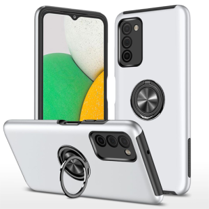 Hybrid Shock Absorbing Case with Kickstand for Samsung Galaxy A03S - Silver