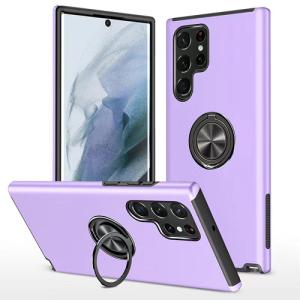 Hybrid Shock Absorbing Case with Kickstand for Samsung Galaxy S23 Ultra - Purple