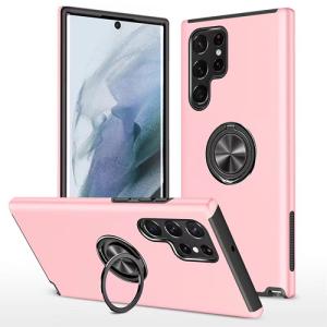 Hybrid Shock Absorbing Case with Kickstand for Samsung Galaxy S23 Ultra - Pink