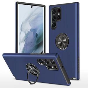 Hybrid Shock Absorbing Case with Kickstand for Samsung Galaxy S21 Ultra - Navy Blue