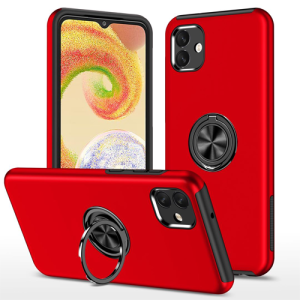 Hybrid Shock Absorbing Case with Kickstand for Samsung Galaxy A04 - Red