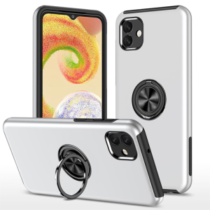 Hybrid Shock Absorbing Case with Kickstand for Samsung Galaxy A04 - Silver
