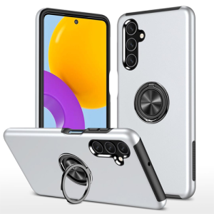 Hybrid Shock Absorbing Case with Kickstand for Samsung Galaxy A34 - Silver