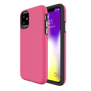 Triangle Shockproof Case with Anti Slip Grains for Apple iPhone 12 Mini - Hot Pink
