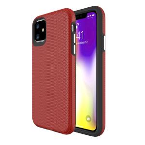 Triangle Shockproof Case with Anti Slip Grains for Apple iPhone 12 Mini - Red
