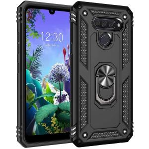 Armor Hybrid Military Case with Ring Kickstand for LG K61 - Black