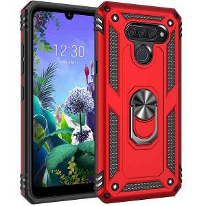 Armor Hybrid Military Case with Ring Kickstand for LG Q60 / LG K50 - Red