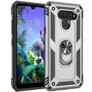 Armor Hybrid Military Case with Ring Kickstand for LG K61 - Silver