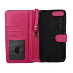 Magnetic Detachable Leather Wallet Case for Apple iPhone 7 Plus / 8 Plus - Hot Pink