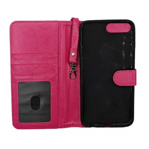 Magnetic Detachable Leather Wallet Case for Apple iPhone 7 Plus / 8 Plus - Hot Pink