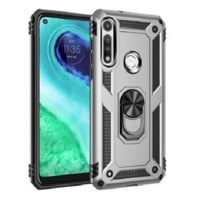 Armor Hybrid Military Case with Ring Kickstand for Moto E (2020) - Silver