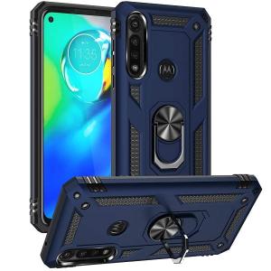 Armor Hybrid Military Case with Ring Kickstand for Moto E (2020) - Navy Blue