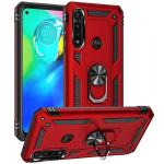 Armor Hybrid Military Case with Ring Kickstand for Moto E (2020) - Red