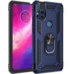 Armor Hybrid Military Case with Ring Kickstand for Moto One Hyper - Navy Blue