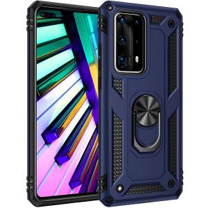 Armor Hybrid Military Case with Ring Kickstand for Huawei P40 Pro - Navy Blue