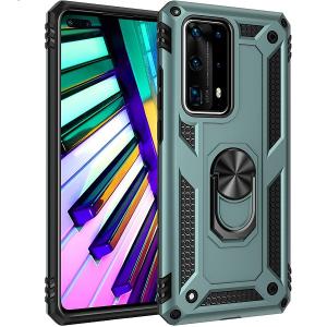 Armor Hybrid Military Case with Ring Kickstand for Huawei P40 Pro - Dark Green