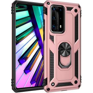Armor Hybrid Military Case with Ring Kickstand for Huawei P40 Pro - Rose Golden