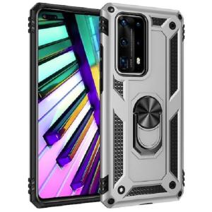 Armor Hybrid Military Case with Ring Kickstand for Huawei P40 - Silver
