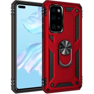 Armor Hybrid Military Case with Ring Kickstand for Samsung Galaxy Note 10 Lite - Red