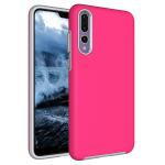 Triangle Shockproof Case with Anti Slip Grains for Huawei P20 - Hot Pink