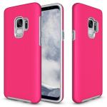 Triangle Shockproof Case with Anti Slip Grains for Samsung Galaxy S9 Plus - Hot Pink