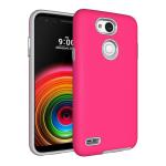 Triangle Shockproof Case with Anti Slip Grains for LG X Power 3 - Hot Pink