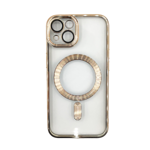 Premium Clear TPU Magsafe Design Case for Apple iPhone 15 Plus / 14 Plus - Gold