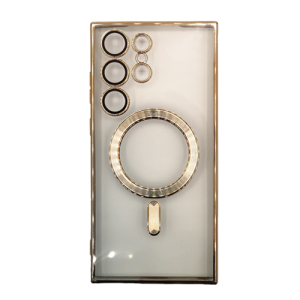Premium Clear TPU Magsafe Design Case for Samsung Galaxy S23 Ultra - Gold