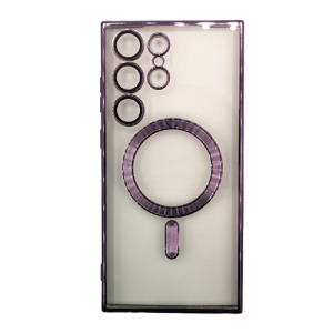 Premium Clear TPU Magsafe Design Case for Samsung Galaxy S22 Ultra - Deep Purple