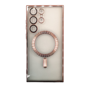 Premium Clear TPU Magsafe Design Case for Samsung Galaxy S22 Ultra - Rose Golden