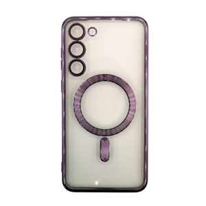 Premium Clear TPU Magsafe Design Case for Samsung Galaxy S23 Plus - Deep Purple