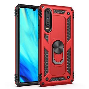 Armor Hybrid Military Case with Ring Kickstand for Huawei P30 Lite - Red